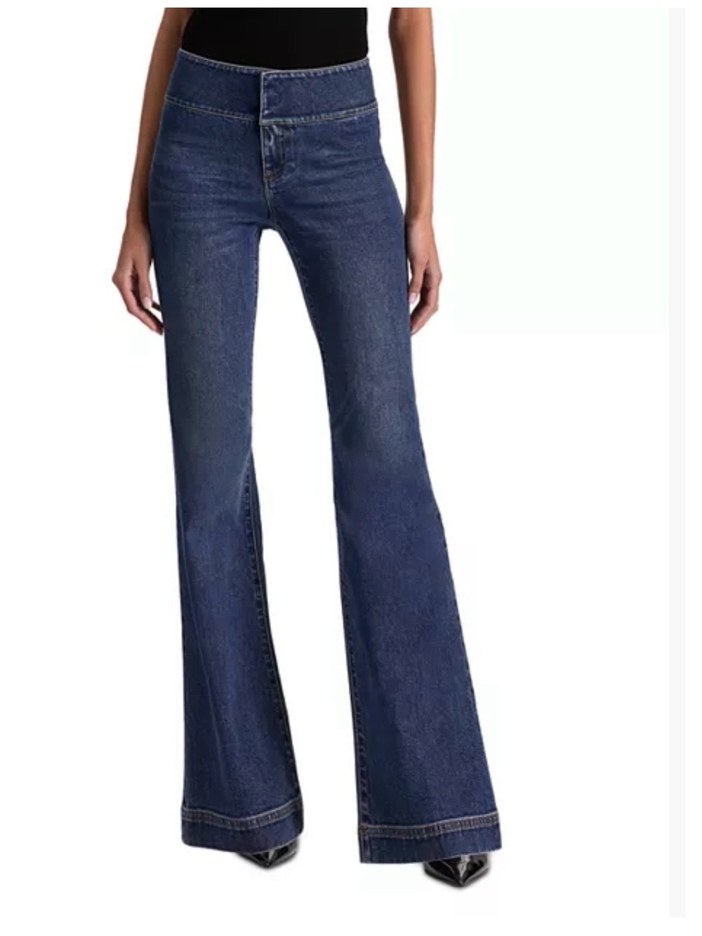 ALICE and OLIVIA  Hot Jean High Rise Flare Danica Dark Indigo Sz 25